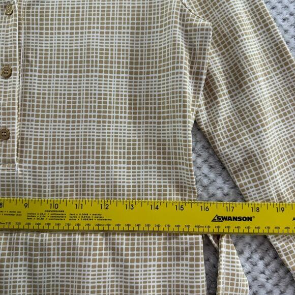 J McLaughlin Dress Women S Tan Mod Matrix Catalina Cloth Calla Shirt 3/4 Sleeve - Picture 10 of 16